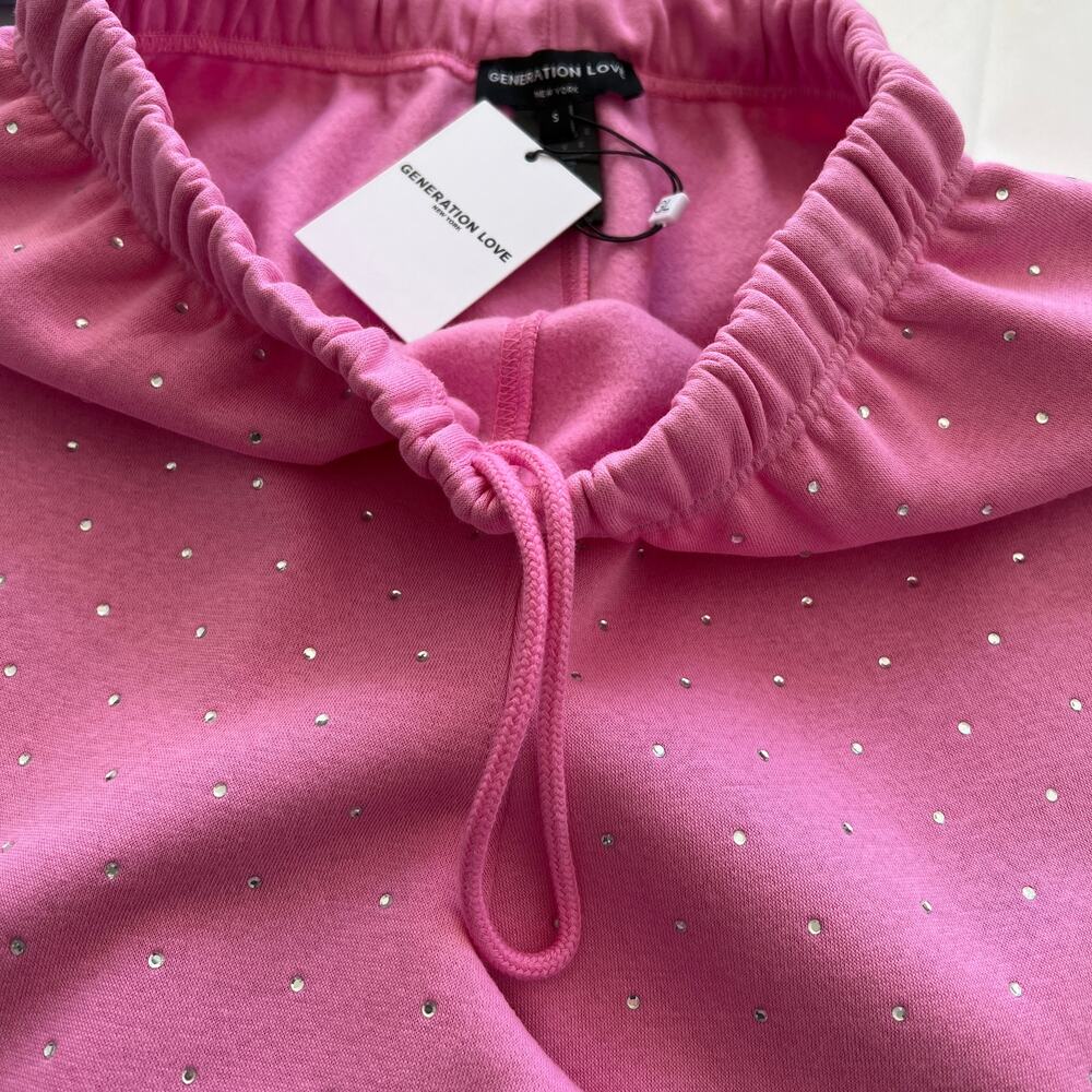NWT Generation Love Aria Crystal Sweat Shorts Bubblegum Pink Small - Picture 6 of 9
